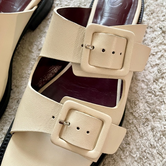 STAUD Remi Cream Buckle Slide Sandals - Picture 4 of 6
